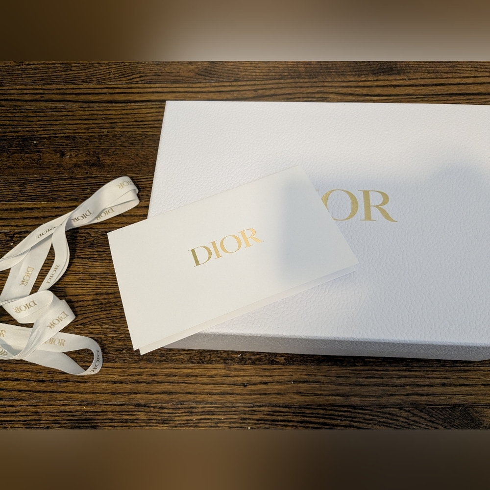 White Dior Gift Box with tissue, ribbon and envelope